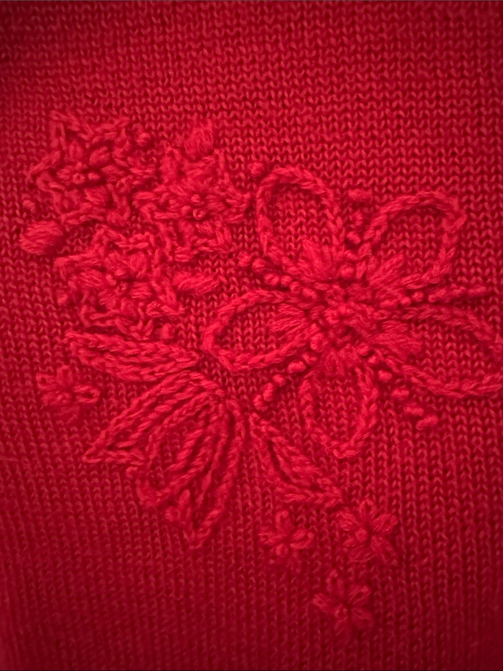 Talbots Red Floral-Embroidered Button Cardigan - Picture 3 of 4